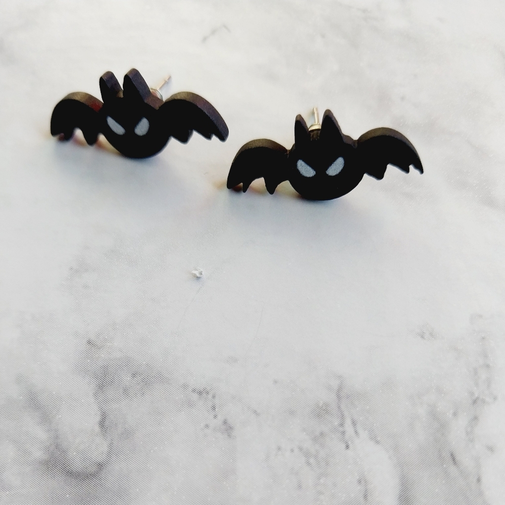 OpalGlaze Halloween Bat studs earringsHandcrafted Earrings.